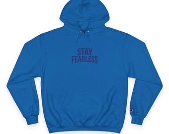Felpa Stay Fearless / Felpa bianca stile Champion