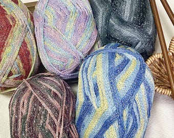 Gradient Sparkle Yarn 2.5mm | 100g Shiny Cotton Blend Yarn | Glitter Crochet Yarn for Bags, Shawls Summer Projects | Handicraft enthusiasts