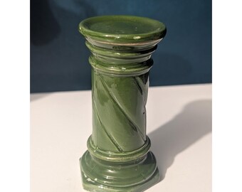 Mid Century Green Ceramic Spiral Column Pedestal McCoy Camark Style Hexagonal