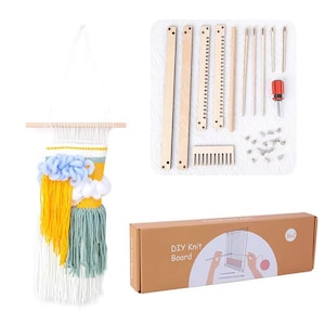 Wooden Weaving Loom Kit with Yarn, Shuttles, Comb & Sticks, DIY Hand Loom Set for Scarves, Wall Hangings  Craft Projects