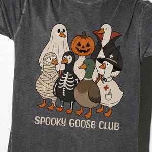 Koszulka z postacią z Halloween, zabawna koszulka z gęsią, strój na upiorny sezon w wygodnych kolorach