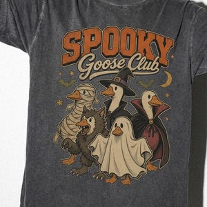 Koszulka z motywem gęsi w stylu vintage na Halloween, koszulka w wygodnych kolorach, strój na upiorny sezon, prezent dla miłośnika gęsi