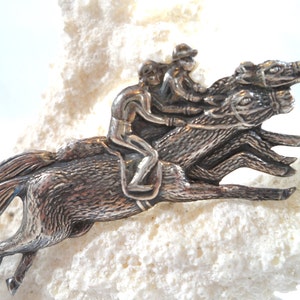 Vintage Sterling Silver Horse and Jockey Brooch Race Horse Brooch Vintage Figural Pins Horse Pins image 1