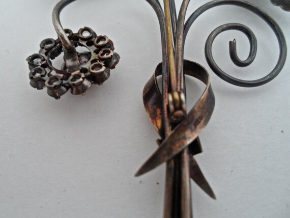 Vintage Retro Sterling Silver Flower Bouquet Broo… - image 4