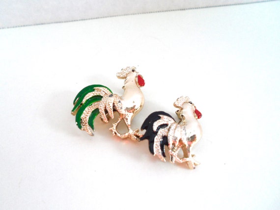 Vintage 1960s Rooster Scatter Pins Silver Tone Re… - image 2