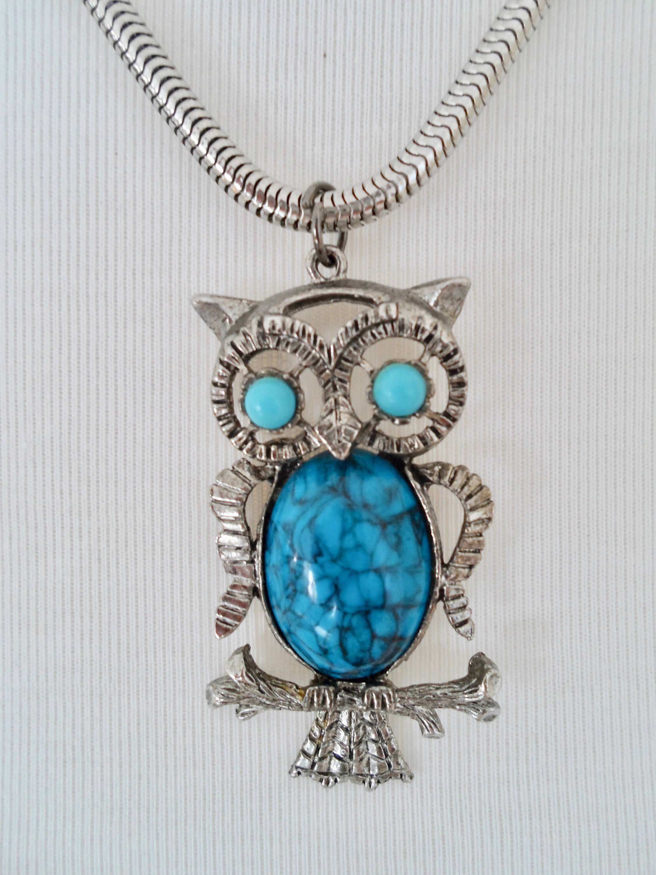 Boho Vintage Owl Moon Phase Pendant Necklace - Silvery Alloy Handmade Jewelry Gift