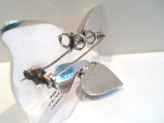 Vintage Sterling Silver Bow and Heart Brooch Pend… - image 7