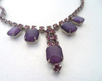 Vintage Lavender Givre Rhinestone Choker Necklace Juliana Style Rhinestone Necklace Vintage Rhinestone Jewelry Statement Necklace