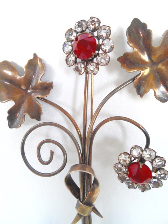 Vintage Retro Sterling Silver Flower Bouquet Broo… - image 3