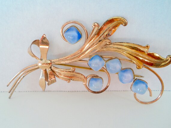 Retro Sterling Silver Vermeil Blue Moonstone Flor… - image 1