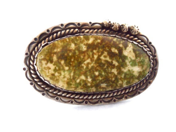 Vintage Navajo Sterling Natural Stone Brooch Pin … - image 4