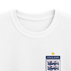 England Three Lions Crest Kids Tee | Soccer Football Patch Shirt, Retro Youth England Supporter Top, Toddler Matchday Gift, Boys Girls