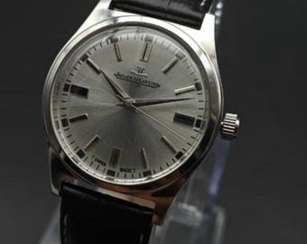 Vintage Jaeger LeCoultre Club : Silver Dial, Manual-Winding, Leather Strap, Swiss Made. Wrist Watch