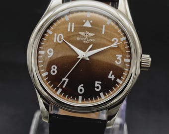 Vintage Breitling Men's Wrist Watch: Restored Swiss Manual Winding-Brown