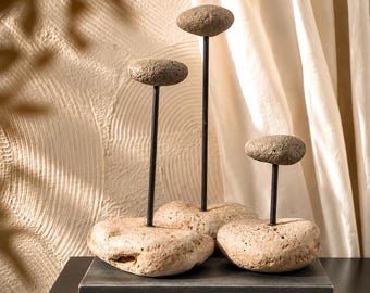 Coffee Table Decor Set of 3, Bookshelf Decor, Book Shelf Decor, Wabi Sabi Art, Japandi Decor, Shelf Decor