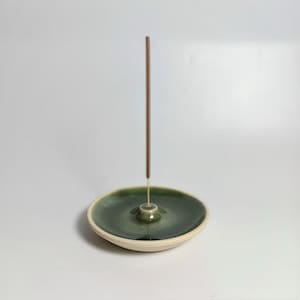 Incense Holder, Handmade Ceramic Incense Burner, Green Glazed Pottery, Minimalist Japandi Decor, Wabi Sabi Home Decor, Zen Gift