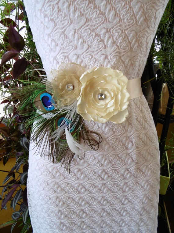 Peacock Wedding Bridal Sash Or Belt Peacock Feather Sash Etsy