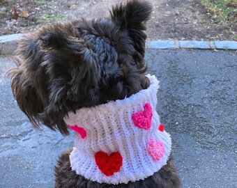 Crochet Dog Snood: Handmade Winter Cowl with Hearts