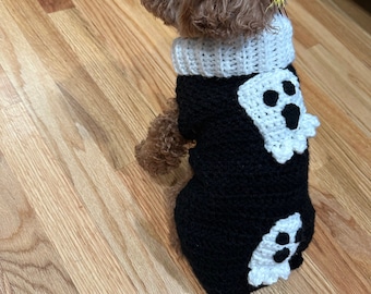 Ghost Crochet Dog Sweater, Dog Sweater, Crochet Dog Sweater, Halloween Dog Sweater, Personalization Dog Sweater, Holiday Dog Sweater