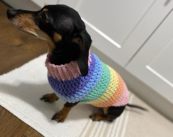 Crochet Striped Dog Sweater: Custom Fit, Handmade Pet Apparel