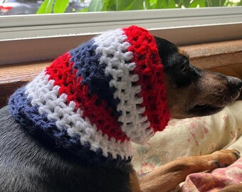 Patriotic Crochet Dog Snood: USA Red, White & Blue Scarf