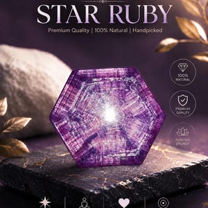 100 Ct Natural Trapiche Ruby | Flashy Star Ruby | Hexagonal Corundum Crystal | Double Side Polished Loose Gemstone | Rare Collector Specimen