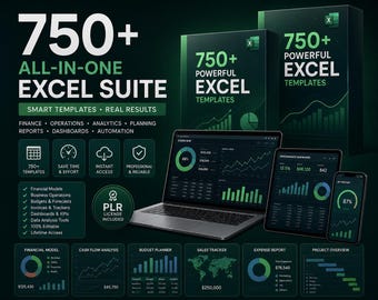 Oltre 750 modelli di fogli di calcolo Excel / Pianificatore di budget, strumento di monitoraggio aziendale e finanziario / Pacchetto di produttività digitale scaricabile e modificabile da Fogli Google