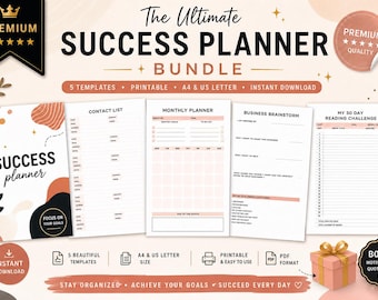 Pacchetto completo per la pianificazione del successo aziendale, strumento di monitoraggio degli obiettivi di produttività (download digitale)