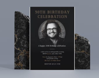 30. Geburtstag Einladungsvorlage, bearbeitbares Foto Evite, Canva Erwachsenen Party einladen, sofortiger Download