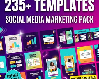 Oltre 235 modelli Canva per il marketing sui social media / Post, caroselli e infografiche Instagram modificabili / Pacchetto di contenuti per piccole imprese