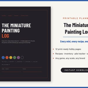 Cuaderno de registro de pintura de miniaturas, tarjetas de recetas de pintura, registro de inventario (PDF)