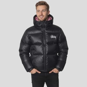 Streetwear Dunjacka | Svart Micro Ripstop Vinterjacka med Huva, Herr Unisex Gåva För Honom Bubble Jacka Stussy Jacka
