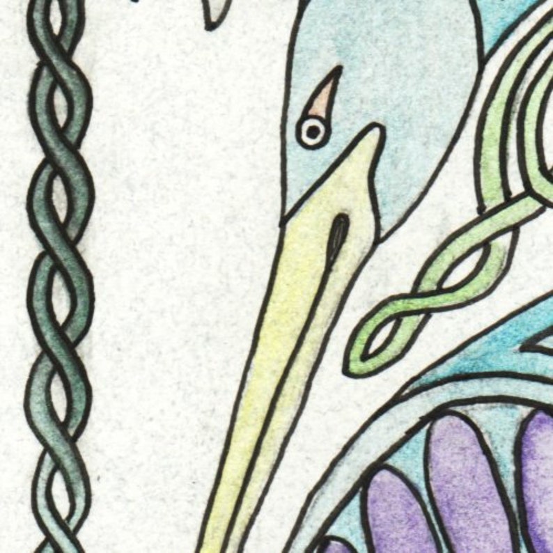 Celtic Heron Original Celtic Style Watercolor - Etsy