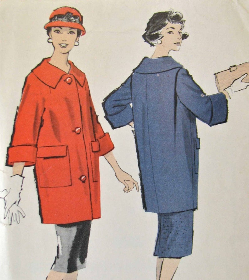Advance 8772 Misses' coat with cutaway neckline, roll collar and cuffs image 1