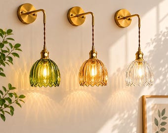 Floral Glass Pendant Lamp with Twisted Cord and Switch for Modern Interiors