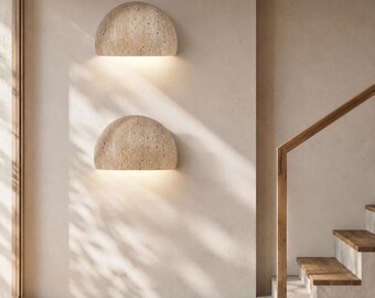 Wabi Sabi Stone Wall Lamp Retro Light for Bedroom Living Room and Hallway