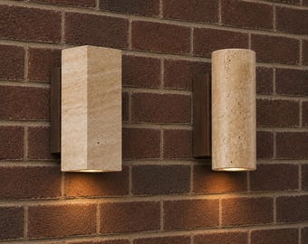 Wabi Sabi Yellow Travertine Wall Light Japanese Style Sconce for Bedroom Decor