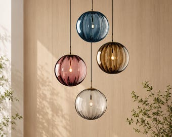 Nordic Glass Globe Pendant Light, Modern LED Hanging Lamp