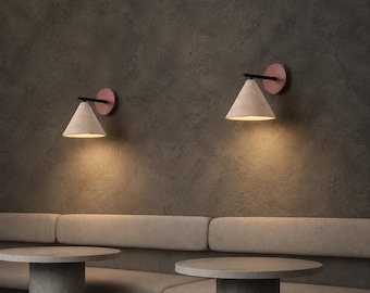 Natural Travertine Wall Sconce, Modern Stone LED Wall Light for Bedroom Home Decor