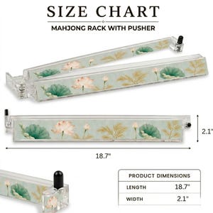 White Lotus Mahjong Racks Set 4 – Premium Clear Acrylic Holder for American Mahjong, Personalized Pushers & Tile Holder Set image 3