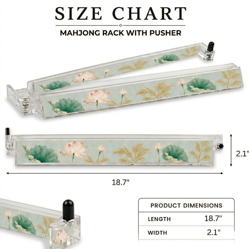 White Lotus Mahjong Racks Set 4 – Premium Clear Acrylic Holder for American Mahjong, Personalized Pushers & Tile Holder Set image 3
