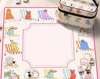Hutch and Nook Hund Neopren Mahjong-Matte, Tischabdeckung für Welpen, rutschfeste Tischabdeckung, Schiffe gerollt