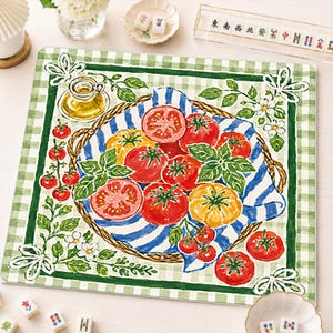 Tapete de mahjong de neopreno para jardín y picnic, estampado de verduras a cuadros estilo cocina italiana, mantel antideslizante, se envía enrollado.