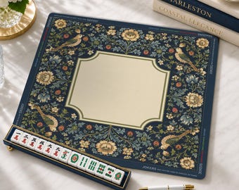 William Morris Inspired Mahjong Mat, Strawberries Thief Design American Mahjong Playing Mat, Non-Slip Table Protection Cover, SHIPS ROLLED