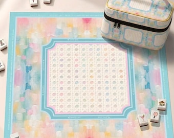 Abstract Pastel Neoprene Mahjong Mat, Soft Watercolor Design American Mah Jongg Table Mat, Non-Slip Table Cover, SHIPS ROLLED