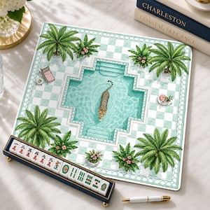 Tapis de mahjong léopard pour piscine tropical, design Palm Resort, housse de protection de table antidérapante, EXPÉDITION ROULÉE