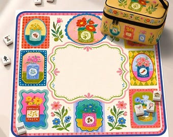 Italian Pantry Neoprene Mahjong Mat, Colorful American Mah Jongg Table Mat, Whimsical Mahjong Gift, Non-Slip Table Cover, SHIPS ROLLED