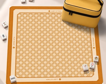 Rotan riet neopreen mahjongmat, bamboe design Amerikaanse Mah Jongg-tafelmat, antislip tafelbeschermhoes, SCHEPEN OPGEROLD