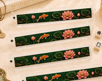 Koi Lotus Mahjong Racks Set 4 – Premium Clear Acrylic Holder for American Mahjong, Personalized Pushers & Tile Holder Set