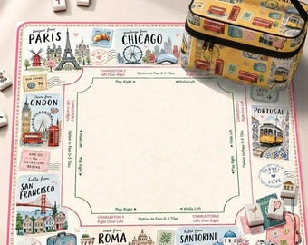 Travel Neoprene Mahjong Mat, Pink American Mah Jongg Table Mat, Non-Slip Table Cover, SHIPS ROLLED